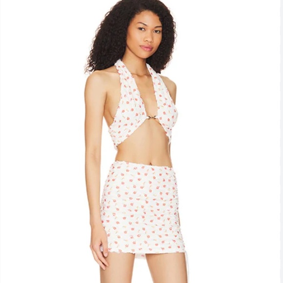 NWT Superdown Revolve Dana Floral 2 Piece Skirt Set White Size M - Picture 1 of 7
